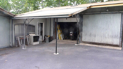 Designed, engineered and fabricated carport with removable corner post Designed, engineered and fabricated carport with removable corner post